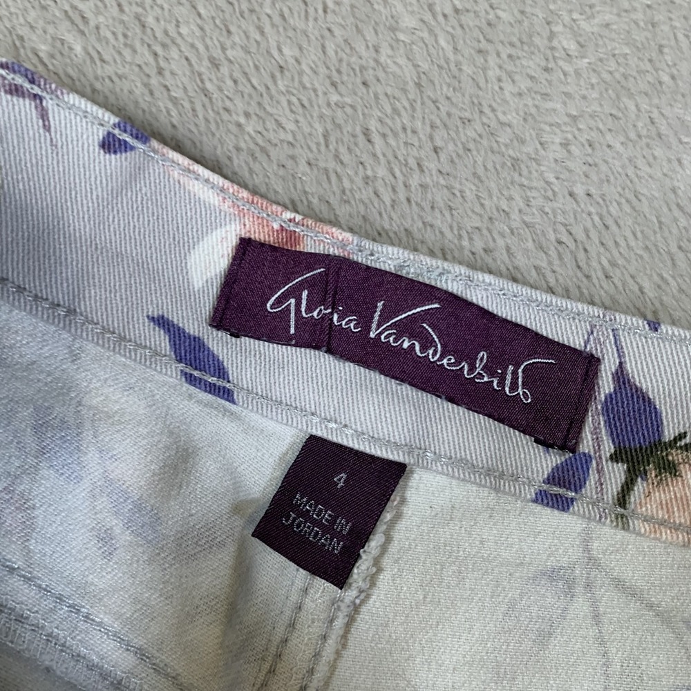 Gloria Vanderbilt Pants Womens 4 Short Floral Print Amanda Stretch Cotton Casual - Picture 9 of 14